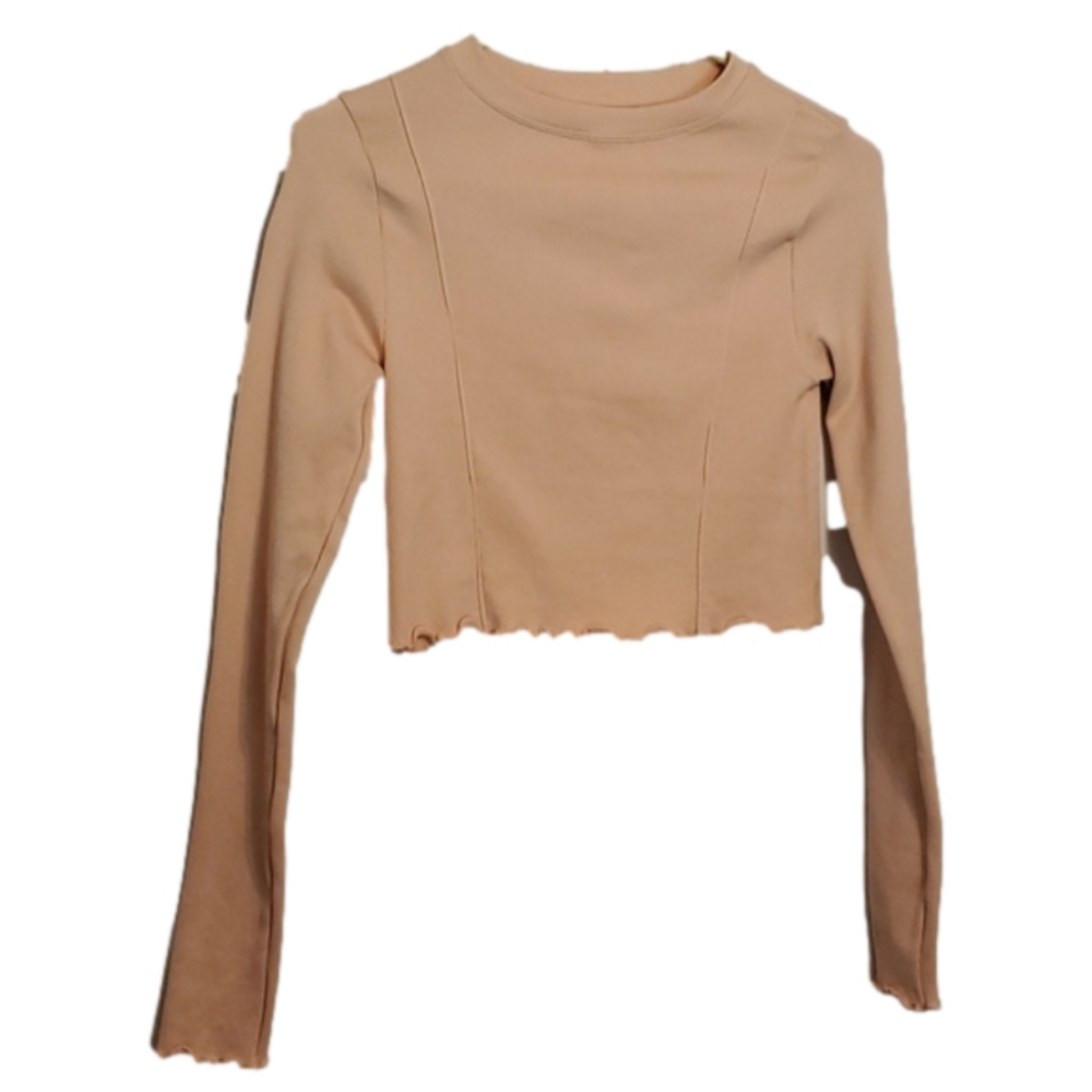 NWOT Forever 21 Pink Long Sleeve Ribbed Crop Top Size Large